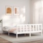 vidaXL Estructura de cama con cabecero madera maciza blanco 160x200 cm vidaXL Estructura de cama con cabecero madera maciza blanco 160x200 cm