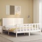 vidaXL Estructura de cama con cabecero madera maciza blanco 160x200 cm vidaXL Estructura de cama con cabecero madera maciza blanco 160x200 cm