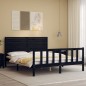 vidaXL Estructura de cama con cabecero madera maciza negro 160x200 cm vidaXL Estructura de cama con cabecero madera maciza negro 160x200 cm