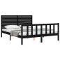 vidaXL Estructura de cama con cabecero madera maciza negro 160x200 cm vidaXL Estructura de cama con cabecero madera maciza negro 160x200 cm