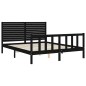 vidaXL Estructura de cama con cabecero madera maciza negro 160x200 cm vidaXL Estructura de cama con cabecero madera maciza negro 160x200 cm