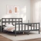 vidaXL Estructura de cama con cabecero madera maciza gris 160x200 cm vidaXL Estructura de cama con cabecero madera maciza gris 160x200 cm