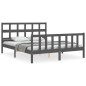 vidaXL Estructura de cama con cabecero madera maciza gris 160x200 cm vidaXL Estructura de cama con cabecero madera maciza gris 160x200 cm