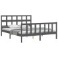 vidaXL Estructura de cama con cabecero madera maciza gris 160x200 cm vidaXL Estructura de cama con cabecero madera maciza gris 160x200 cm