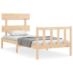 vidaXL Estructura de cama con cabecero madera maciza