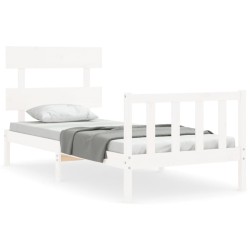 vidaXL Estructura de cama con cabecero madera maciza blanco 90x200 cm