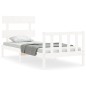 vidaXL Estructura de cama con cabecero madera maciza blanco 90x200 cm vidaXL Estructura de cama con cabecero madera maciza blanco 90x200 cm