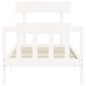 vidaXL Estructura de cama con cabecero madera maciza blanco 90x200 cm vidaXL Estructura de cama con cabecero madera maciza blanco 90x200 cm