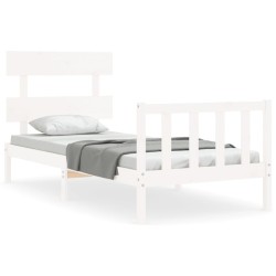 vidaXL Estructura de cama con cabecero madera maciza blanco 100x200 cm