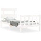 vidaXL Estructura de cama con cabecero madera maciza blanco 100x200 cm vidaXL Estructura de cama con cabecero madera maciza blanco 100x200 cm