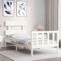 vidaXL Estructura de cama con cabecero madera maciza blanco 100x200 cm vidaXL Estructura de cama con cabecero madera maciza blanco 100x200 cm