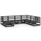 vidaXL Juego de muebles de jardín 7 piezas negro madera maciza de pino vidaXL Juego de muebles de jardín 7 piezas negro madera maciza de pino