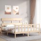 vidaXL Estructura de cama de matrimonio con cabecero madera maciza vidaXL Estructura de cama de matrimonio con cabecero madera maciza