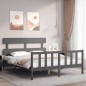 vidaXL Estructura de cama con cabecero madera maciza gris 160x200 cm vidaXL Estructura de cama con cabecero madera maciza gris 160x200 cm