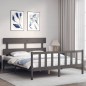 vidaXL Estructura de cama con cabecero madera maciza gris 160x200 cm vidaXL Estructura de cama con cabecero madera maciza gris 160x200 cm