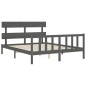 vidaXL Estructura de cama con cabecero madera maciza gris 160x200 cm vidaXL Estructura de cama con cabecero madera maciza gris 160x200 cm