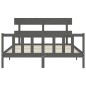 vidaXL Estructura de cama con cabecero madera maciza gris 160x200 cm vidaXL Estructura de cama con cabecero madera maciza gris 160x200 cm