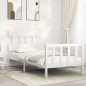 vidaXL Estructura de cama individual con cabecero madera maciza blanco vidaXL Estructura de cama individual con cabecero madera maciza blanco