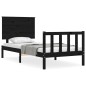 vidaXL Estructura de cama individual con cabecero madera maciza negro vidaXL Estructura de cama individual con cabecero madera maciza negro