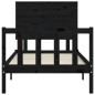 vidaXL Estructura de cama individual con cabecero madera maciza negro vidaXL Estructura de cama individual con cabecero madera maciza negro