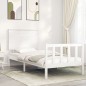 vidaXL Estructura de cama con cabecero madera maciza blanco vidaXL Estructura de cama con cabecero madera maciza blanco