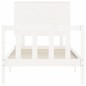 vidaXL Estructura de cama con cabecero madera maciza blanco vidaXL Estructura de cama con cabecero madera maciza blanco