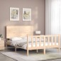 vidaXL Estructura de cama de matrimonio con cabecero madera maciza vidaXL Estructura de cama de matrimonio con cabecero madera maciza