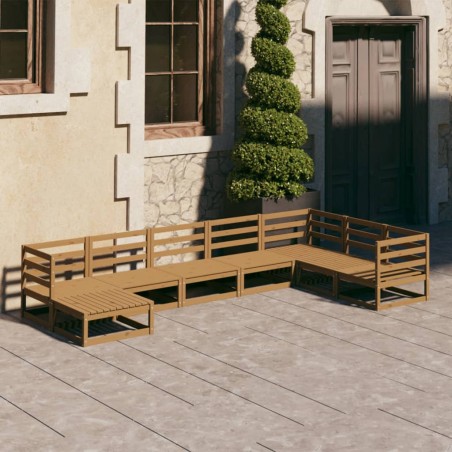 vidaXL Muebles de jardín 8 piezas marrón miel madera maciza de pino