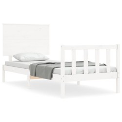 vidaXL Estructura de cama con cabecero madera maciza blanco 100x200 cm