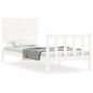 vidaXL Estructura de cama con cabecero madera maciza blanco 100x200 cm vidaXL Estructura de cama con cabecero madera maciza blanco 100x200 cm