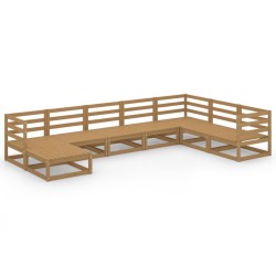 vidaXL Muebles de jardín 8 piezas marrón miel madera maciza de pino