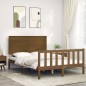 vidaXL Estructura cama y cabecero madera maciza marrón miel 120x200 cm vidaXL Estructura cama y cabecero madera maciza marrón miel 120x200 cm