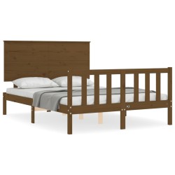 vidaXL Estructura cama y cabecero madera maciza marrón miel 120x200 cm