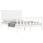 vidaXL Estructura de cama con cabecero madera maciza blanco 140x200 cm vidaXL Estructura de cama con cabecero madera maciza blanco 140x200 cm