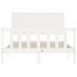 vidaXL Estructura de cama con cabecero madera maciza blanco 140x200 cm vidaXL Estructura de cama con cabecero madera maciza blanco 140x200 cm