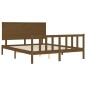 vidaXL Estructura de cama matrimonio con cabecero madera marrón miel vidaXL Estructura de cama matrimonio con cabecero madera marrón miel