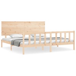 vidaXL Estructura de cama de matrimonio con cabecero madera maciza