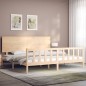 vidaXL Estructura de cama de matrimonio con cabecero madera maciza vidaXL Estructura de cama de matrimonio con cabecero madera maciza