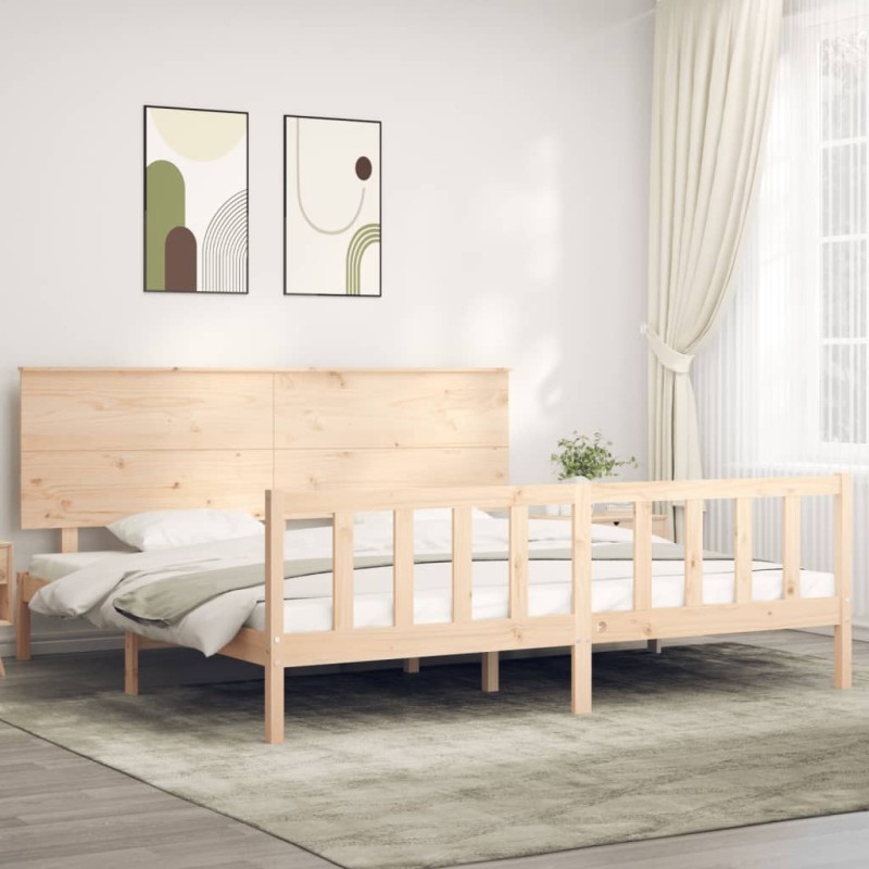 vidaXL Estructura de cama con cabecero madera maciza 200x200 cm vidaXL Estructura de cama con cabecero madera maciza 200x200 cm