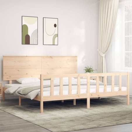 vidaXL Estructura de cama con cabecero madera maciza 200x200 cm