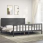 vidaXL Estructura de cama con cabecero madera maciza gris 200x200 cm