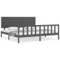 vidaXL Estructura de cama con cabecero madera maciza gris 200x200 cm