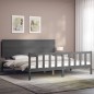 vidaXL Estructura de cama con cabecero madera maciza gris 200x200 cm