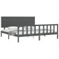 vidaXL Estructura de cama con cabecero madera maciza gris 200x200 cm