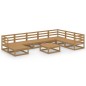 vidaXL Muebles de jardín 9 pzas y cojines marrón miel madera pino vidaXL Muebles de jardín 9 pzas y cojines marrón miel madera pino