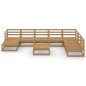 vidaXL Muebles de jardín 9 pzas y cojines marrón miel madera pino vidaXL Muebles de jardín 9 pzas y cojines marrón miel madera pino