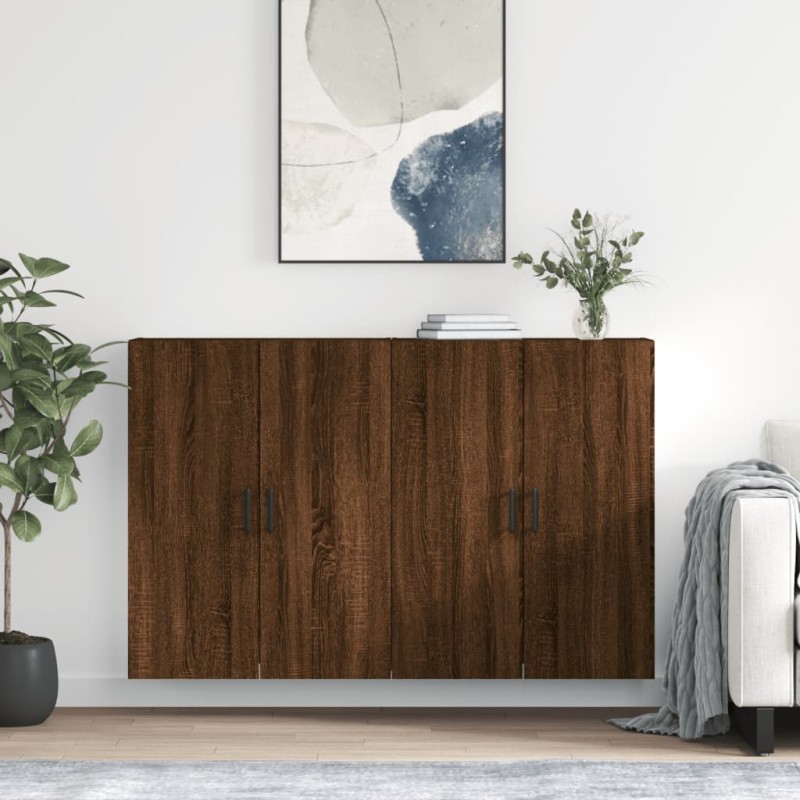 vidaXL Armarios de pared 2 unidades marrón roble 69,5x34x90 cm