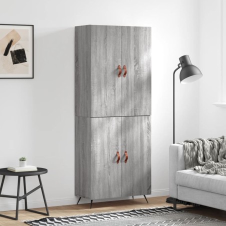 vidaXL Aparador alto madera contrachapada gris sonoma 69,5x34x180 cm
