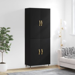 vidaXL Aparador alto madera contrachapada negro 69,5x34x180 cm