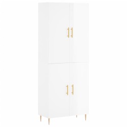 vidaXL Aparador alto madera contrachapada blanco brillo 69,5x34x180 cm